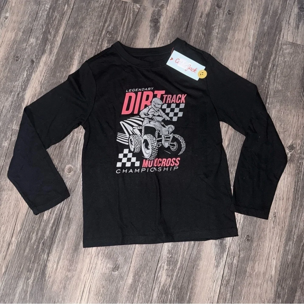 Cat & Jack Black and Red Motocross Long Sleeve Tee